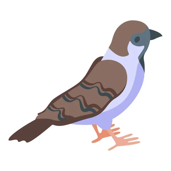 Mały Wektor Izometryczny Ikony Wróbla Brązowy Ptak Drzewo Muchy — Wektor stockowy