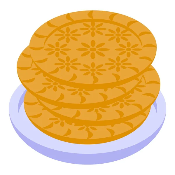 Icône Boulangerie Pain Vecteur Isométrique Nourriture Vacances Tadjikistan — Image vectorielle