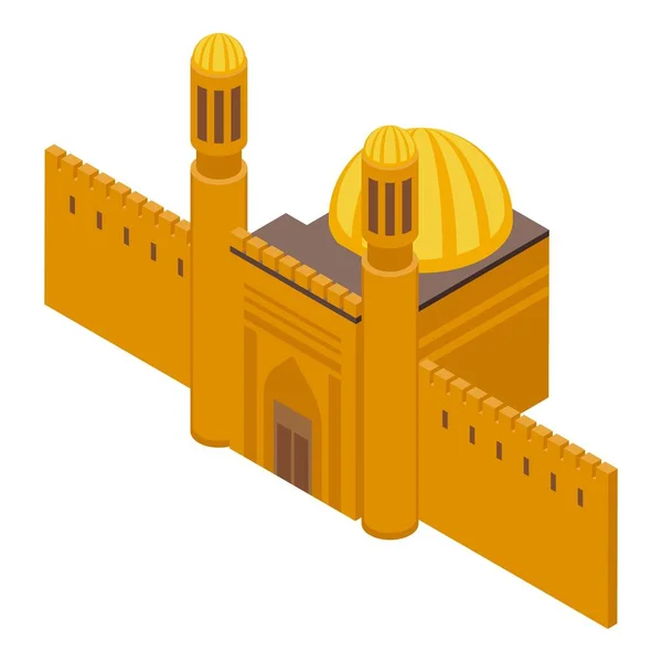 Ikona Budynku Meczetu Wektor Izometryczny Podróż Mieście Mapa Kapitałowa — Wektor stockowy