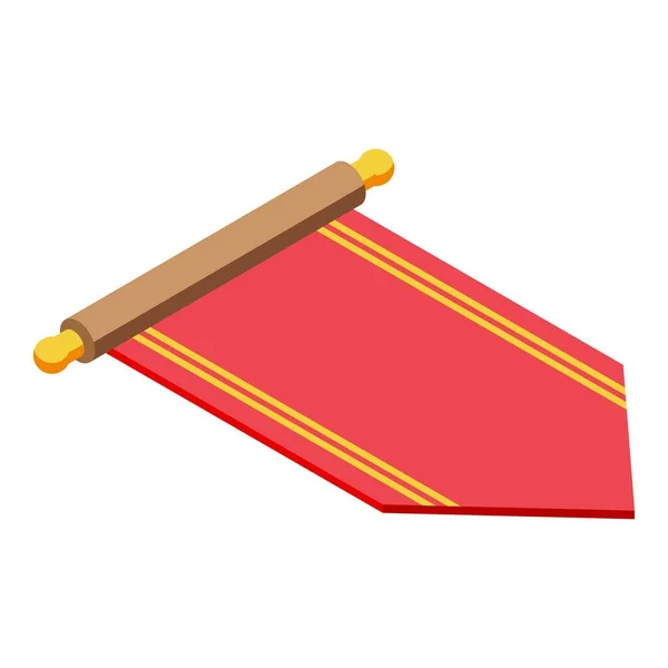 Изометрический Вектор Значка Китайского Свитка Украшение Китая Красный Рулон — стоковый вектор