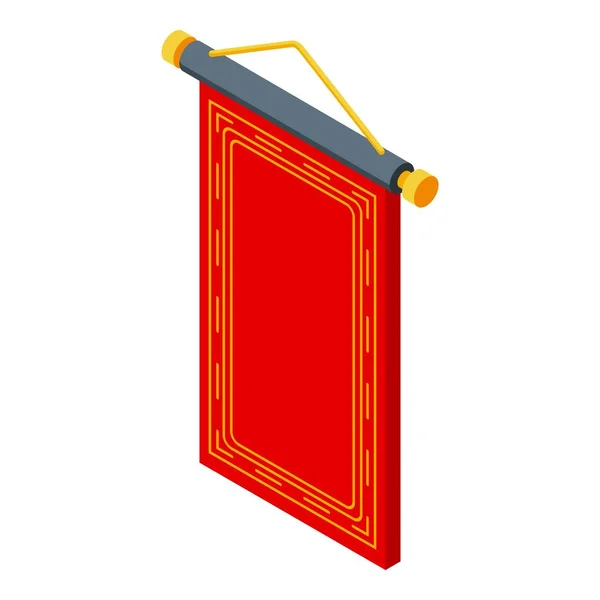 Rode Rol Pictogram Isometrische Vector Chinees Geschrift Papierdecoratie — Stockvector
