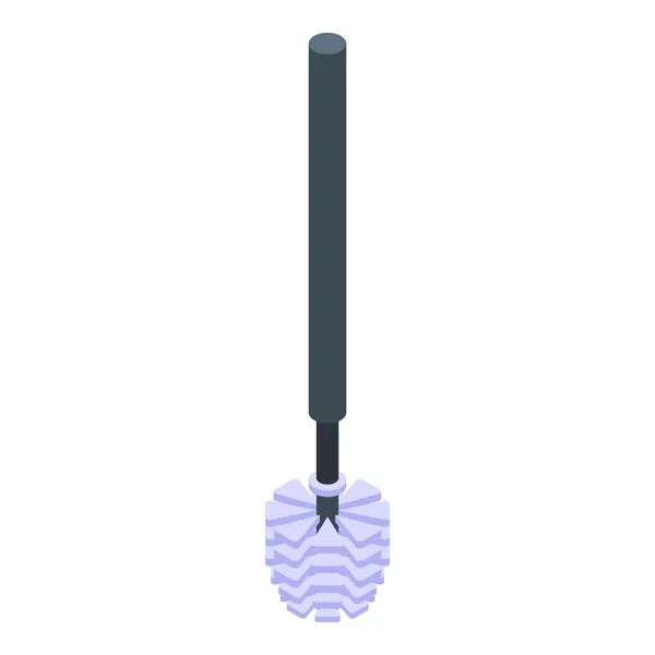 马桶刷工具图标等距矢量 清洁的公共Wc 室内扫帚 — 图库矢量图片