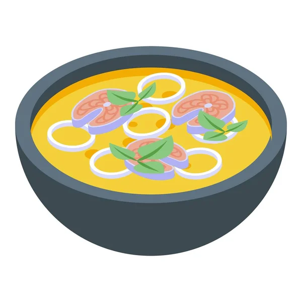 Icône Soupe Hareng Vecteur Isométrique Des Poissons Marins Cuisine Saumon — Image vectorielle