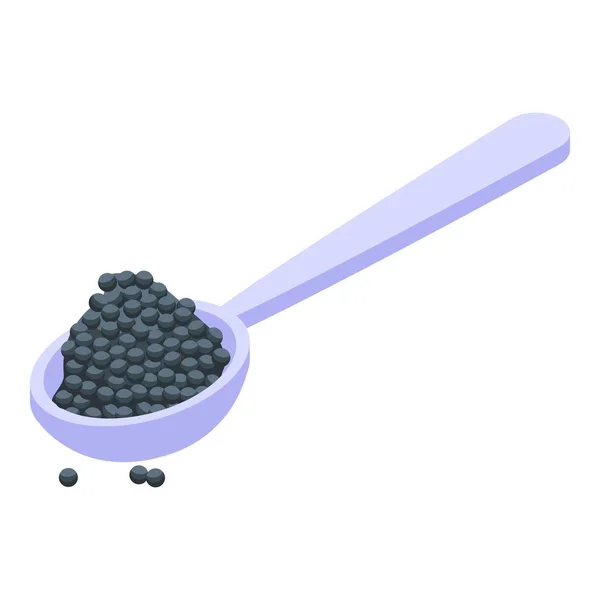 Ícone Colher Caviar Arenque Vetor Isométrico Peixe Marinho Água Frutos —  Vetores de Stock
