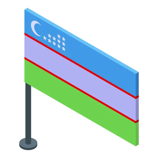 Oezbekistan Vlag Icoon Isometrische Vector Tasjkent Architectuur Reisdekking — Stockvector