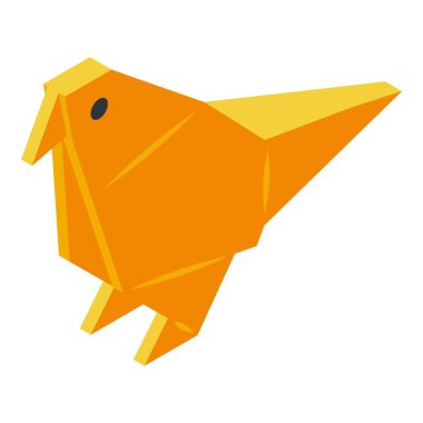 Papağan origami ikonu izometrik vektörü. Kağıt hayvan. Logo kuşu
