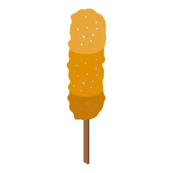 Meal Corn Dog Icon Isometric Vector Hot Food Fried Stick — Stock Vector