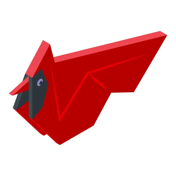 Red Origami Bird Icon Isometric Vector Animal Paper Geometric Folded — Stock Vector