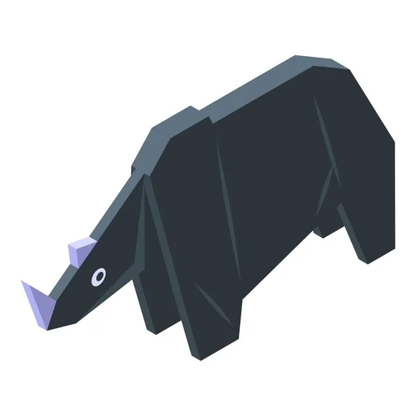 Icona Origami Rhino Vettore Isometrico Animale Carta Pieghevole Geometrico — Vettoriale Stock