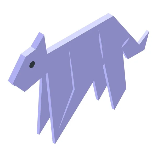 Ikona Psa Origami Wektor Izometryczny Papierowe Zwierzę Składany Kształt — Wektor stockowy