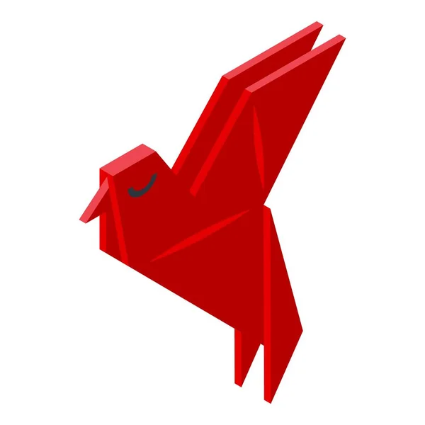 Rotes Origami Vogel Symbol Isometrischer Vektor Papier Gefaltet Formpapier — Stockvektor