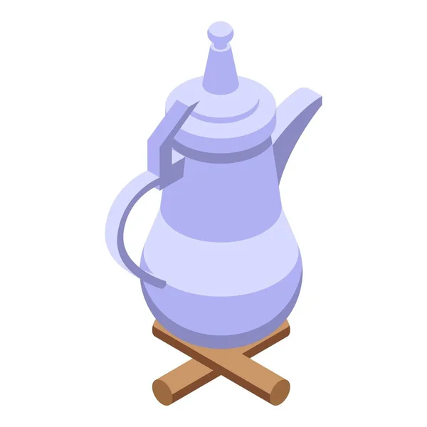 Ikona Zioła Herbaty Wektor Izometryczny Obozowa Pustynia Arab Kamerzysty — Wektor stockowy