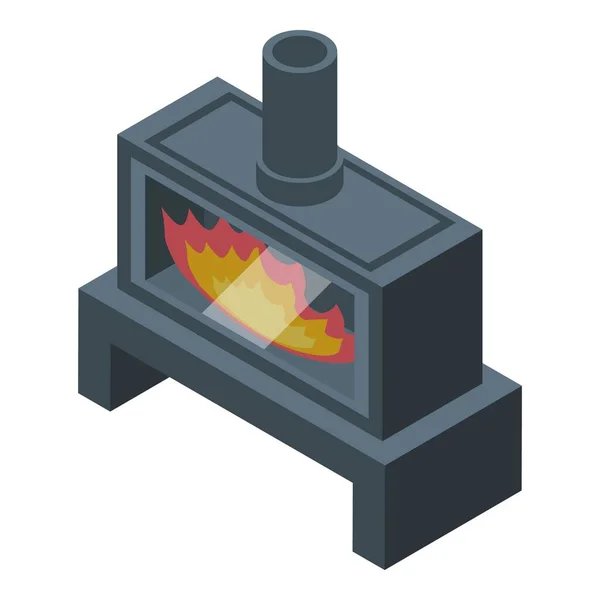 Ikona Ogniowa Pieca Wektor Izometryczny Gazownia Płonący Ogień — Wektor stockowy