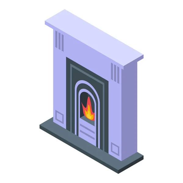 Gas Furnace Icon Isometric Vector Fire House Label Steel — Stock Vector