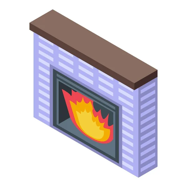 Construction Furnace Icon Isometric Vector Fire House Label Steel — Stock Vector