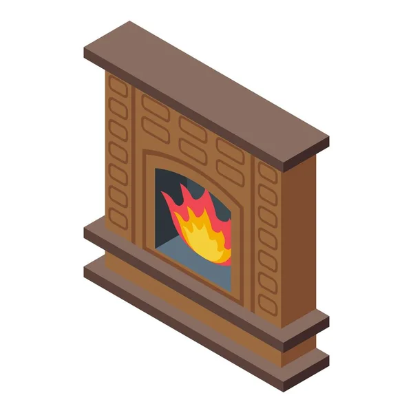 Mały Wektor Izometryczny Ikony Pieca Straż Pożarna Etykieta — Wektor stockowy