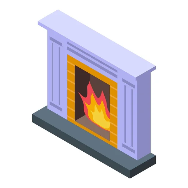 Room Furnace Icon Isometric Vector Fire Flame Steel Industry — Stock Vector