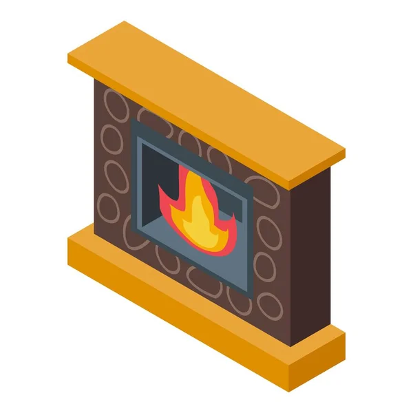 Cheminée Icône Vecteur Isométrique Gaz Feu Flamme Maison — Image vectorielle