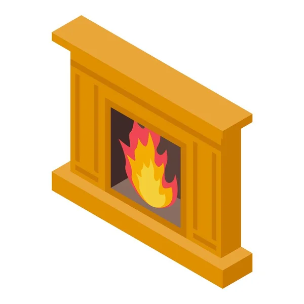 Big Flame Furnace Icon Isometric Vector Fire Gas Label Steel — Stock Vector