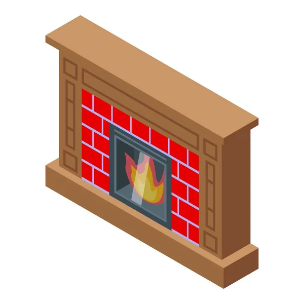 Modern Furnace Icon Isometric Vector House Fire Heat Wood — Stock Vector