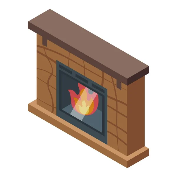 钢制砖炉图标等距矢量 消防队标签热 — 图库矢量图片