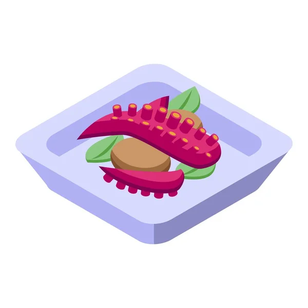 Icône Alimentaire Poulpe Vecteur Isométrique Cuisine Portugaise Plat Repas — Image vectorielle