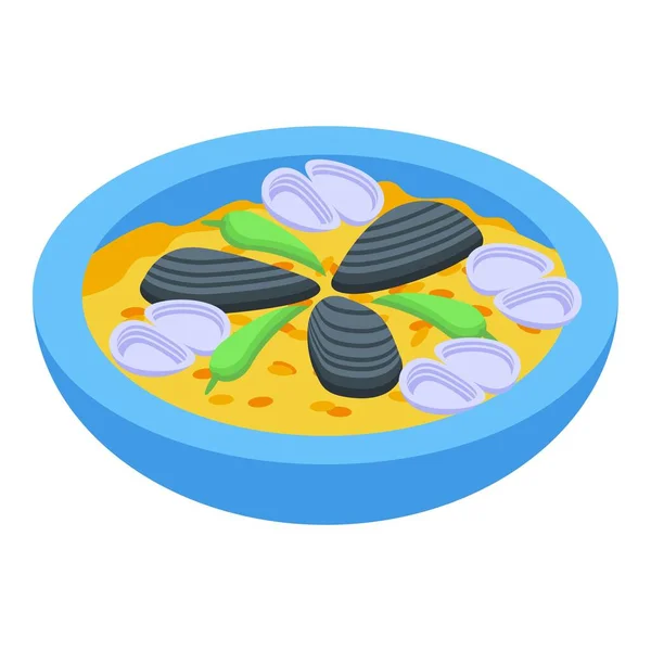 Meeresfrüchte Symbol Isometrischer Vektor Essensgericht Kuchensuppe — Stockvektor