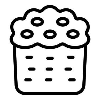 Krem panettone ikon ana hatları vektörü. Yemek fikri. Tatlı ekmek