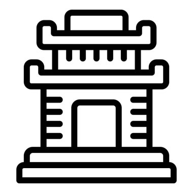 Kamboçya tapınağının ikon ana hatları vektörü. Seyahat kültürü. Turizm Haritası