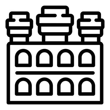 Seyahat ögesi simgesi dış hat vektörü. Harita tapınağı. Tarihi eser kültürü