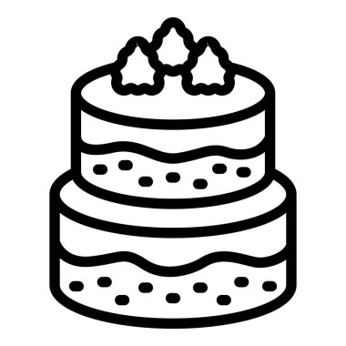 Kremalı büyük pasta ikonu ana hatları vektörü. Fırın yemeği. Pasta.