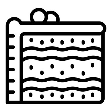 Cheesecake ikonunun ana hatlarını dilimle. Turta kreması. Çikolatalı yemek.