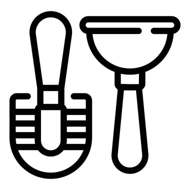 Tuvalet fırçası emici ikon ana hatları vektörü. WC tuvaleti. Kamu odası