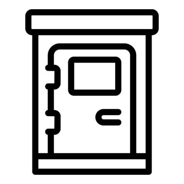 Kamu kapısı ikonu ana hat vektörü. Cinsiyet odası. Erkekler tuvaleti.