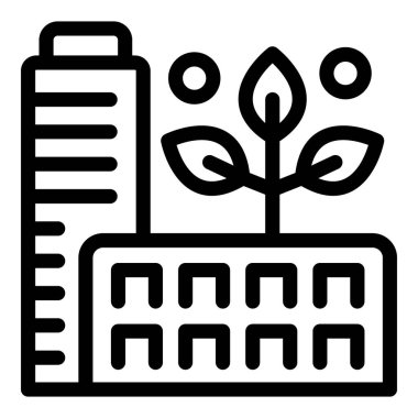 Kimyasal fabrika ikonu ana hat vektörü. Çöp atıkları. Program geri dönüşümü