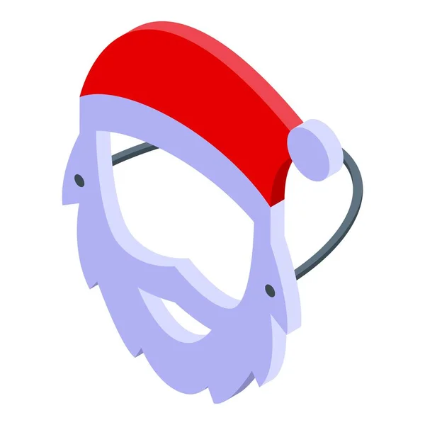 Santa Claus Masque Icône Vecteur Isométrique Fête Noël Mignon Vacances — Image vectorielle