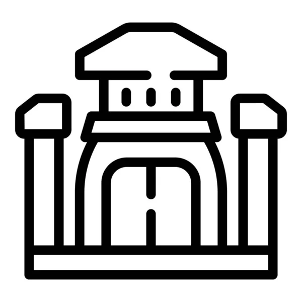 Templo Casa Ícone Contorno Vetor Turismo Cultural País Asiático — Vetor de Stock