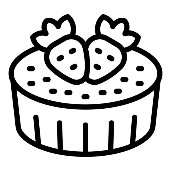 Cream Cheesecake Icoon Omtrek Vector Taart Dessert Zoete Taart — Stockvector