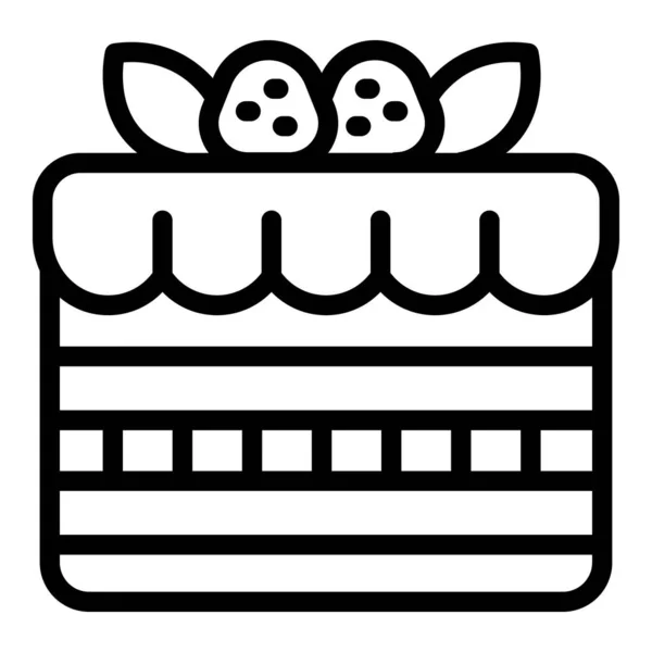 Вектор Контуру Піктограми Кондитерського Торта Вершкова Їжа Солодкий Десерт — стоковий вектор