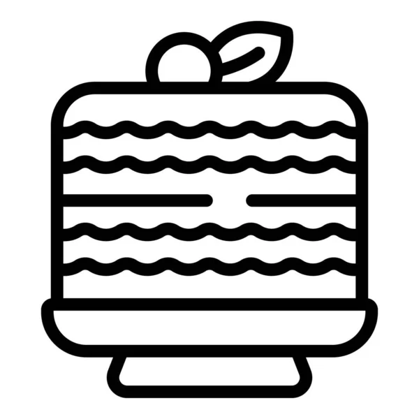 Вектор Контура Иконки Торта Сырный Десерт Кремовый Пирог — стоковый вектор
