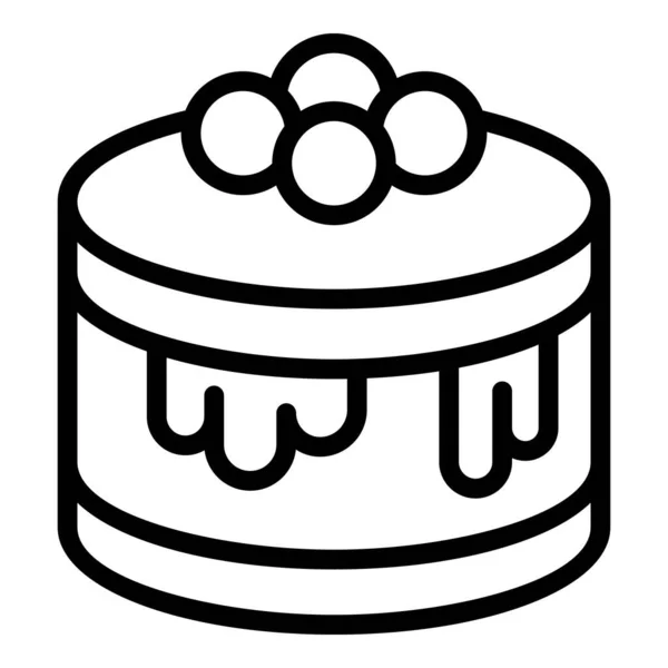 Вектор Контура Иконки Чизкейка Булочный Десерт Кремовая Еда — стоковый вектор