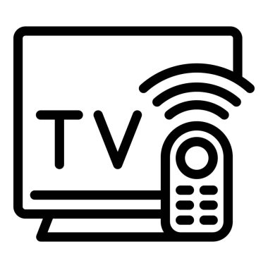 Uzaktan kumandalı televizyon ikonu dış hat vektörü. Bilgisayar interneti. Akıllı monitör