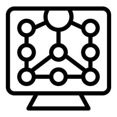 Büyük akıllı televizyon ikonu ana hat vektörü. Ev videosu. İnternet oyunu