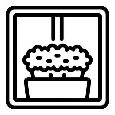 Çiçek kutusu simgesi ana hatları vektörü. Pencere pervazı dikelim. Eko görünümü