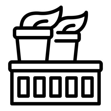 Eko fabrikası ikon ana hatları vektörü. Enerji santrali. Su yaprağı