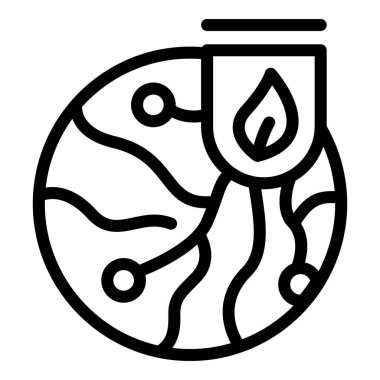 Dünya ikonu dış hat vektörü. Ekoloji enerjisi. Biyolojik yakıt