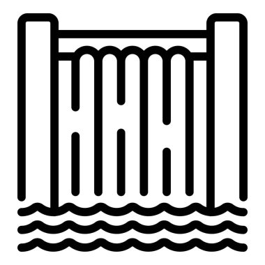 Hidroelektrik ikon ana hatları vektörü. Güç enerjisi. Çevre yenilenebilir