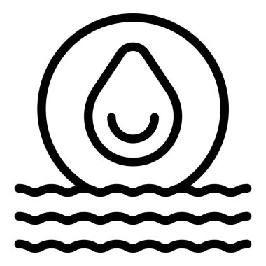 Su damlası enerji ikonu ana hat vektörü. Elektrik santrali. Panel fabrikası