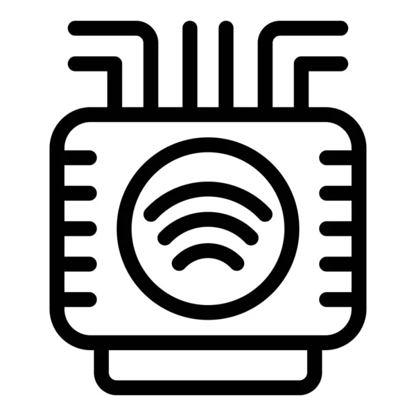 Smart Wifi Box Ikon Kontur Vektor Hem Datorskärm — Stock vektor
