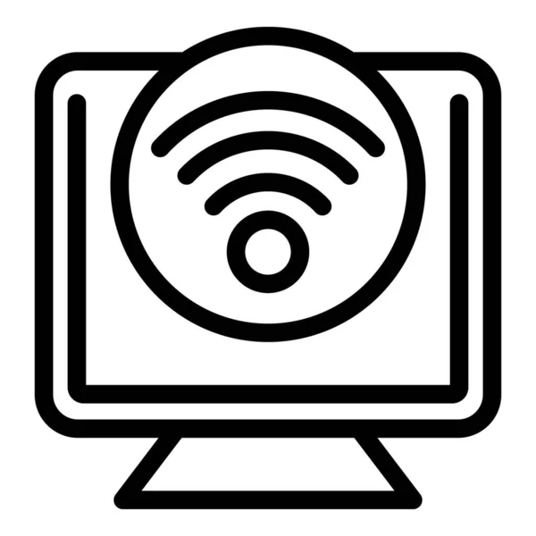 Fjärrkontroll Monitor Ikon Skissera Vektor Kamera Wifi Smart Låda — Stock vektor